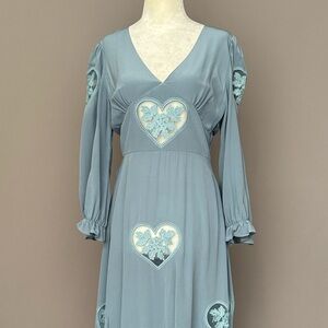 Kristinit Heart Cut Out Love Dress, 100% Silk 🩵